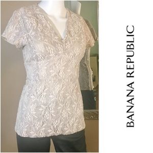 Classy Banana Republic Fitted Lace Peplum Top